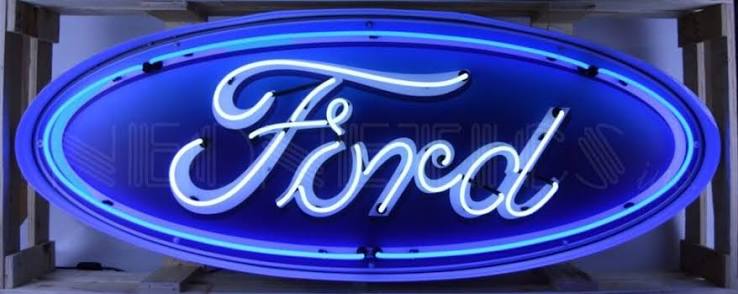 Ford Logo Neon Stalen Behuizing 152 x 58 x 15 (h) cm