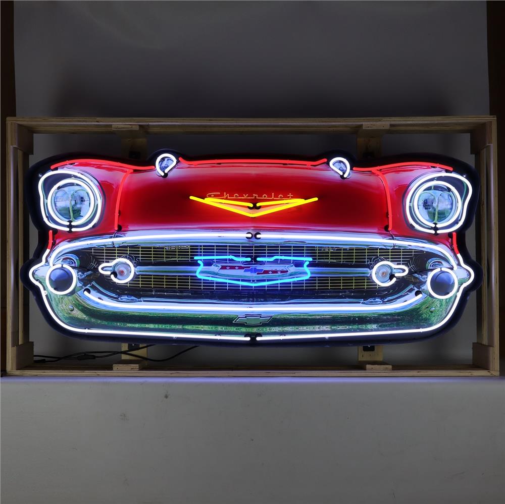 Chevrolet Bel Air Car Front Neon in Stalen Frame 152x69x15cm
