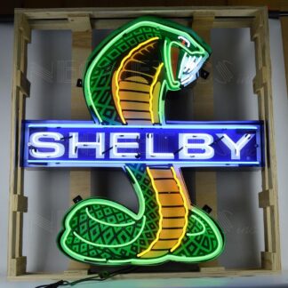 Shelby Cobra Logo Neon in Stalen Frame 110 x 114 x 15 cm